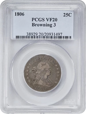 image for: 1806 Draped Bust Quarter. B-3. Rarity-1. VF-20 (PCGS).