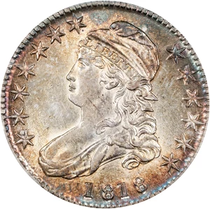 image for: 1818 Capped Bust Half Dollar. O-109a. Rarity-2. AU-58 (PCGS).