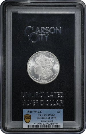 image for: 1880/79-CC GSA Morgan Silver Dollar. VAM-4. Top 100 Variety. Reverse of 1878. MS-66 (PCGS).