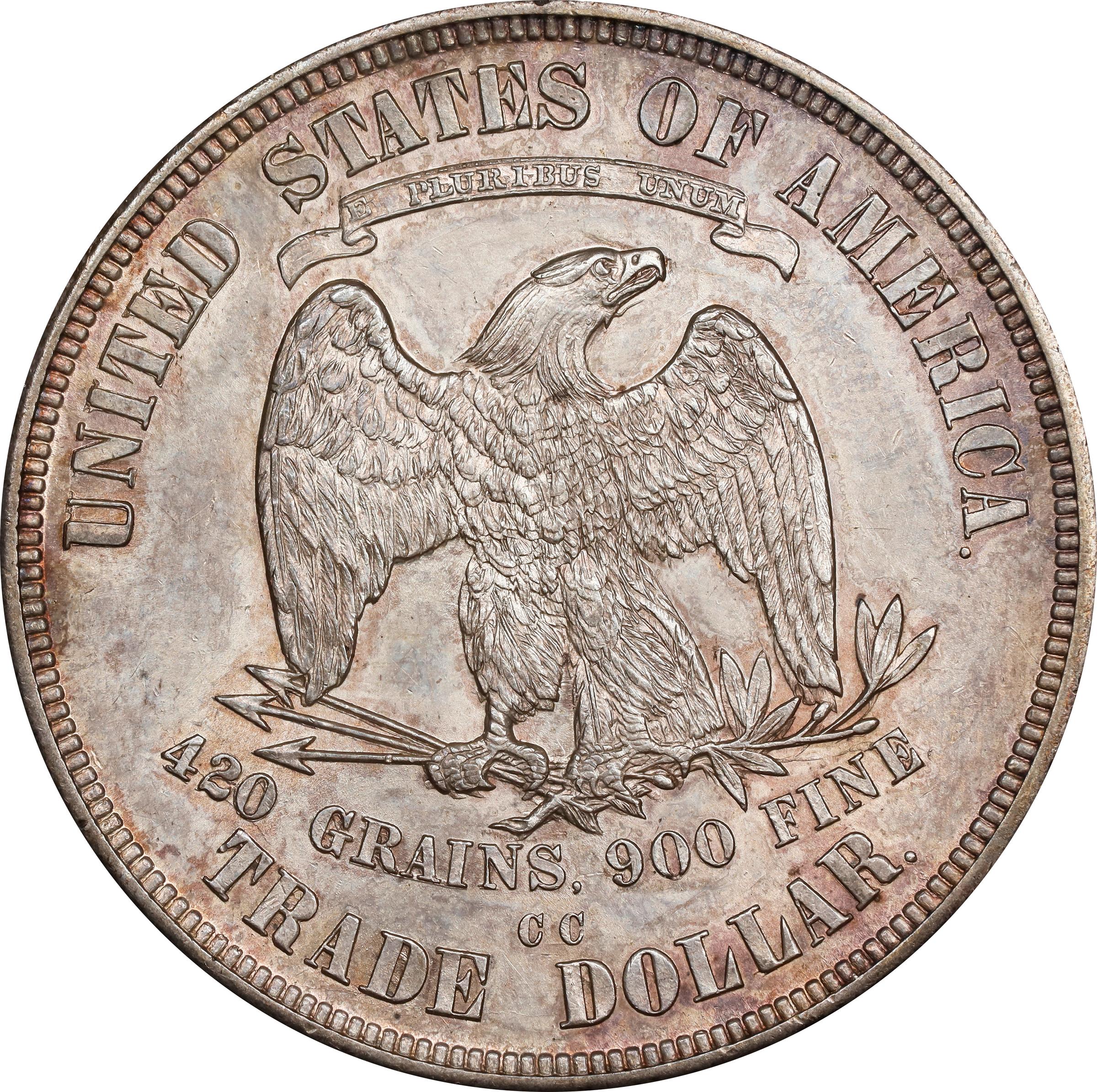 image for: 1876-CC Trade Dollar. Type I/I. Coxe-1, FS-801. Tall CC. Doubled Die Reverse. MS-62 (PCGS). CAC.