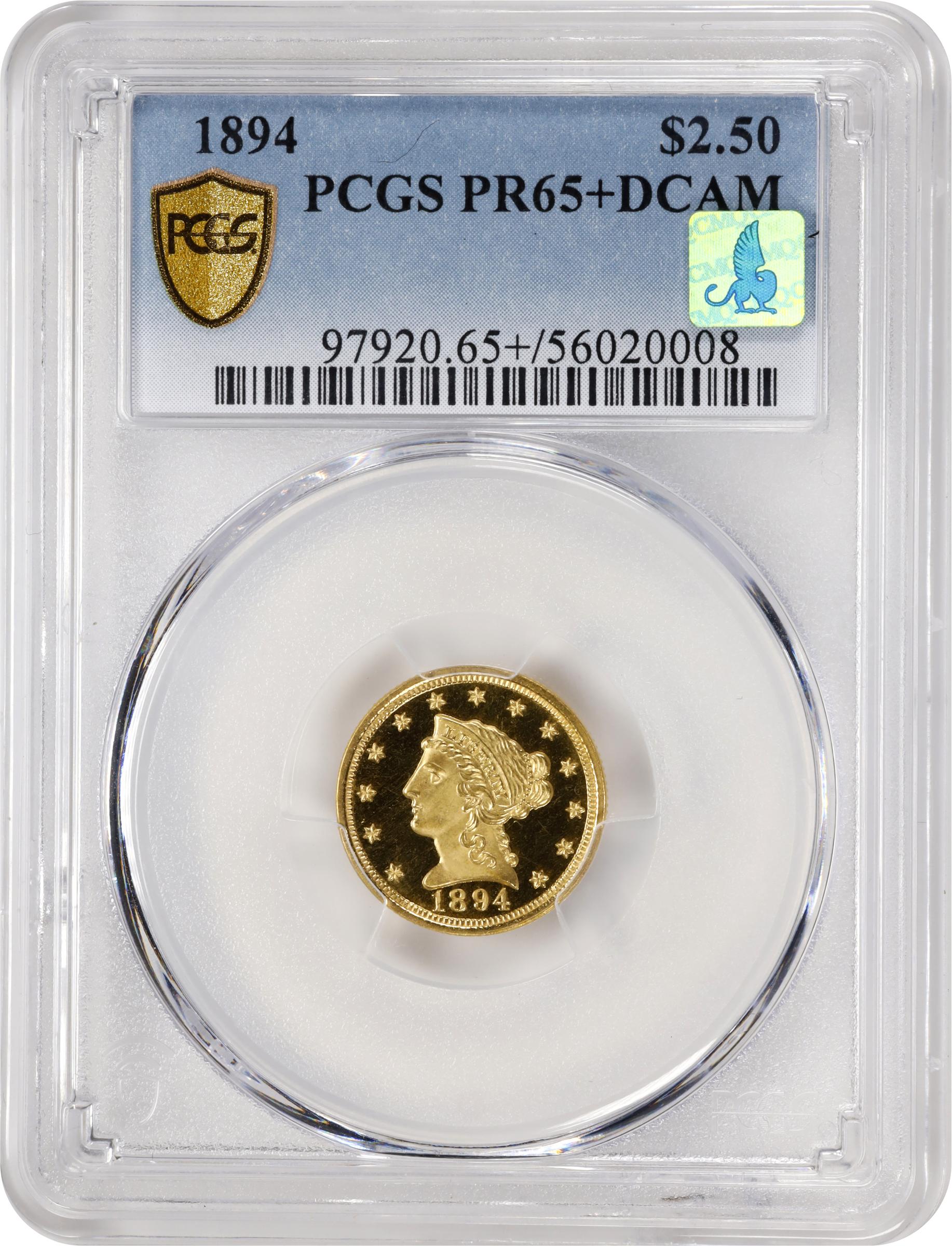 image for: 1894 Liberty Head Quarter Eagle. JD-1. Rarity-5-. Proof-65+ Deep Cameo (PCGS). CMQ.