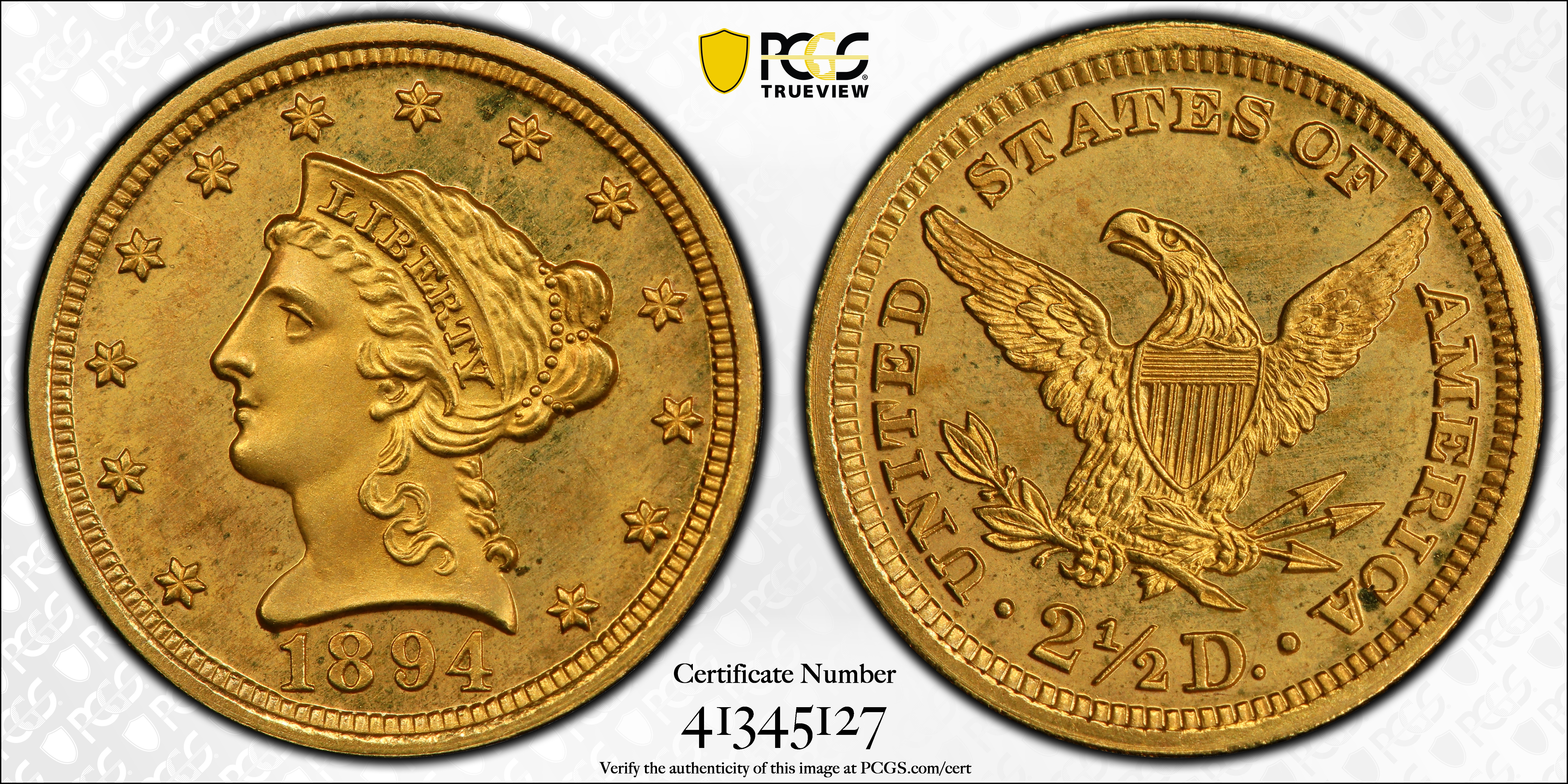 image for: 1894 Liberty Head Quarter Eagle. JD-1. Rarity-5-. Proof-65+ Deep Cameo (PCGS). CMQ.