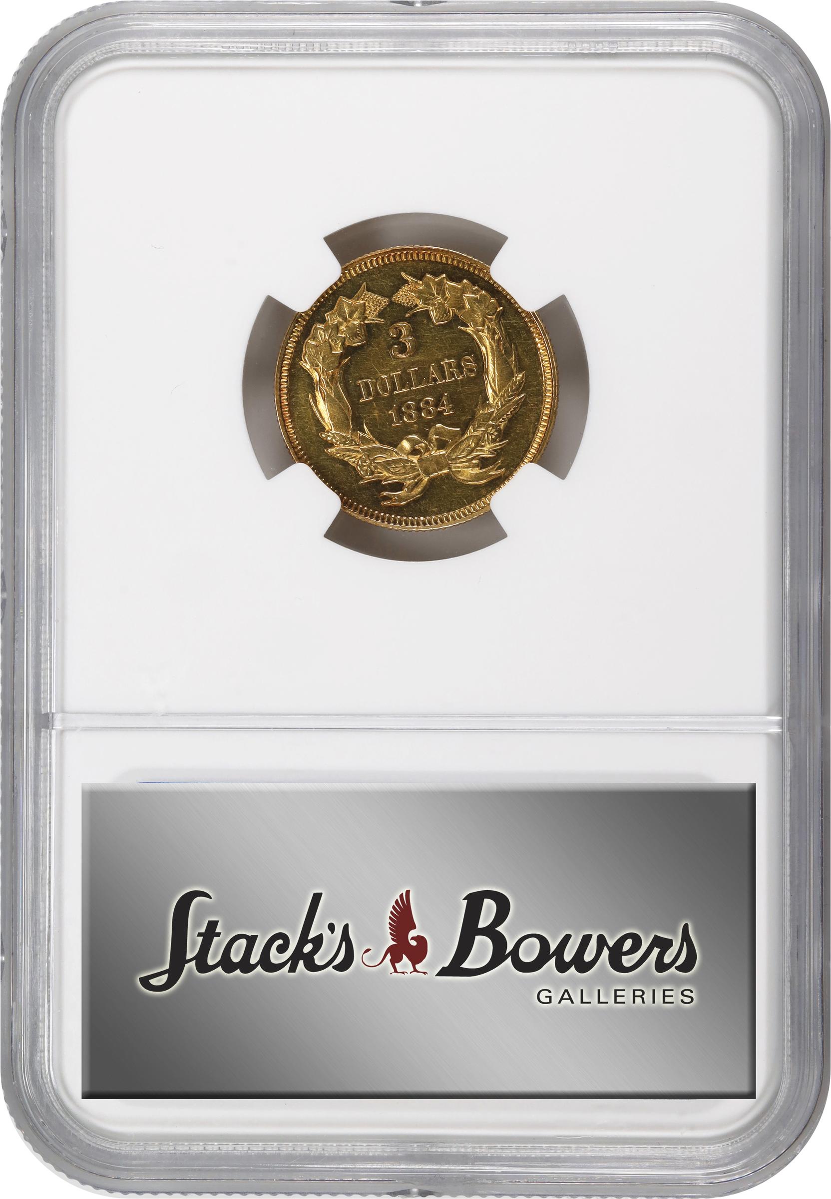 image for: 1884 Three-Dollar Gold Piece. JD-1. Rarity-4+. Proof. AU Details--Cleaned (NGC).