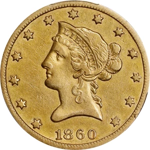 image for: 1860-S Liberty Head Eagle. VF Details--Cleaned (PCGS).