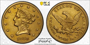 image for: 1860-S Liberty Head Eagle. VF Details--Cleaned (PCGS).