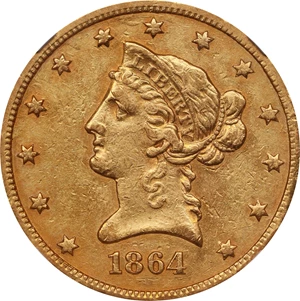 image for: 1864-S Liberty Head Eagle. AU Details--Repaired, Cleaned (NGC).