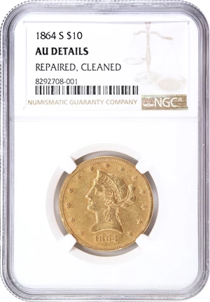 image for: 1864-S Liberty Head Eagle. AU Details--Repaired, Cleaned (NGC).