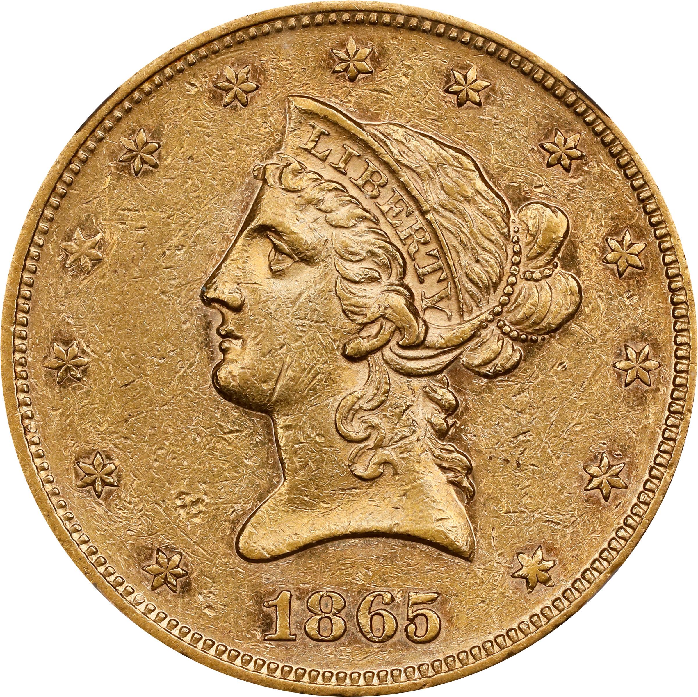 image for: 1865 Liberty Head Eagle. AU-55 (NGC).