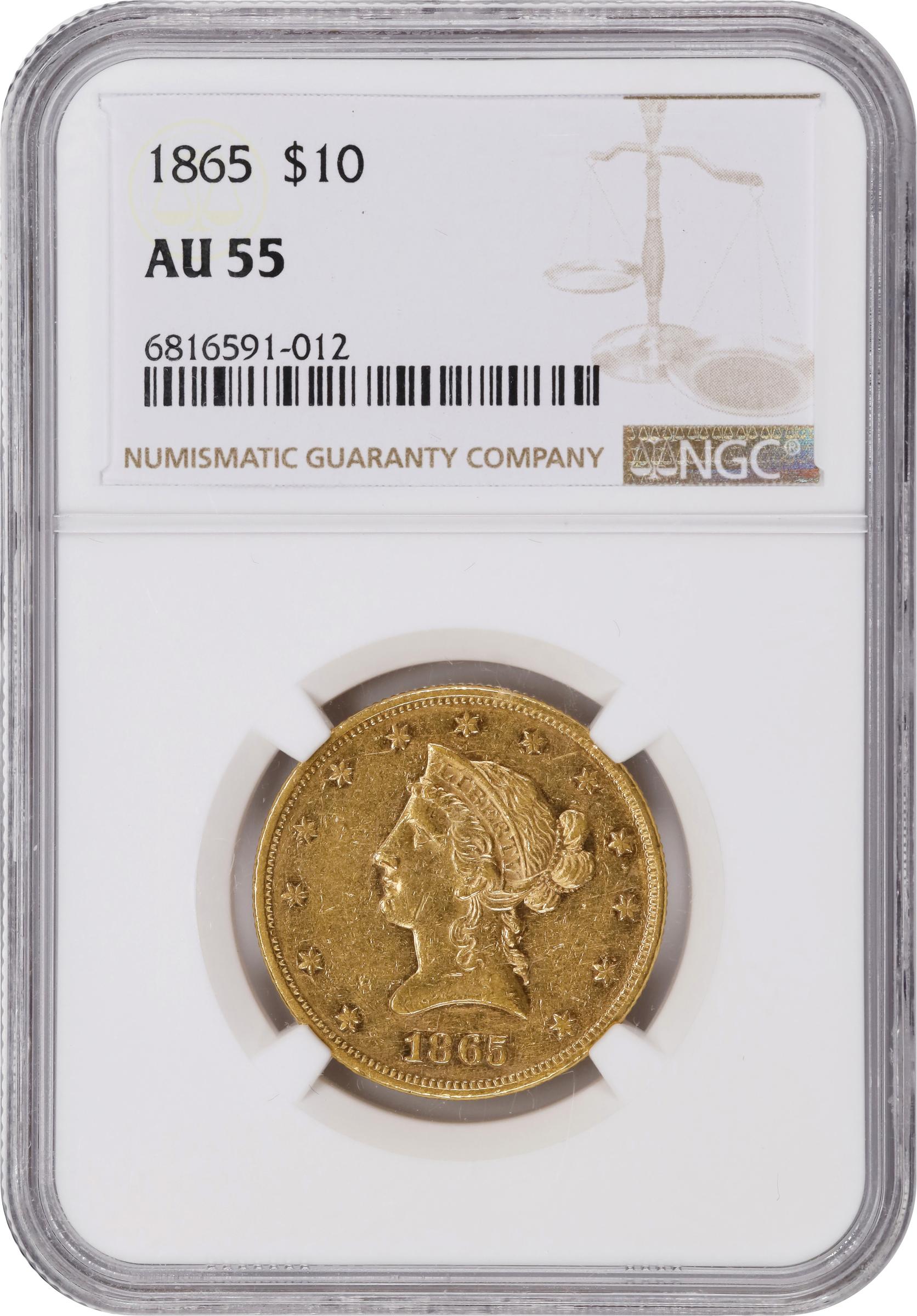 image for: 1865 Liberty Head Eagle. AU-55 (NGC).