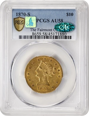image for: 1870-S Liberty Head Eagle. AU-58 (PCGS). CAC. CMQ.
