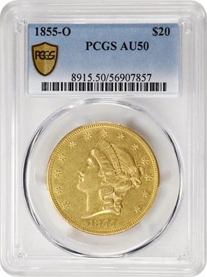 image for: 1855-O Liberty Head Double Eagle. Winter-1. AU-50 (PCGS).