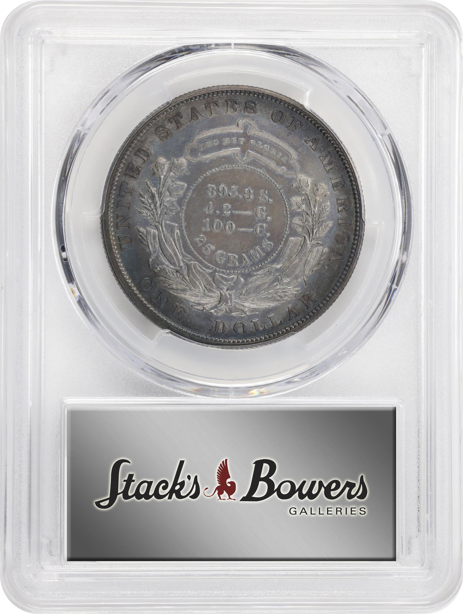 image for: 1880 Pattern Goloid Metric Dollar. Judd-1645, Pollock-1845. Rarity-6+. Silver (Metric Alloy). Reeded Edge. Proof-65 (PCGS).