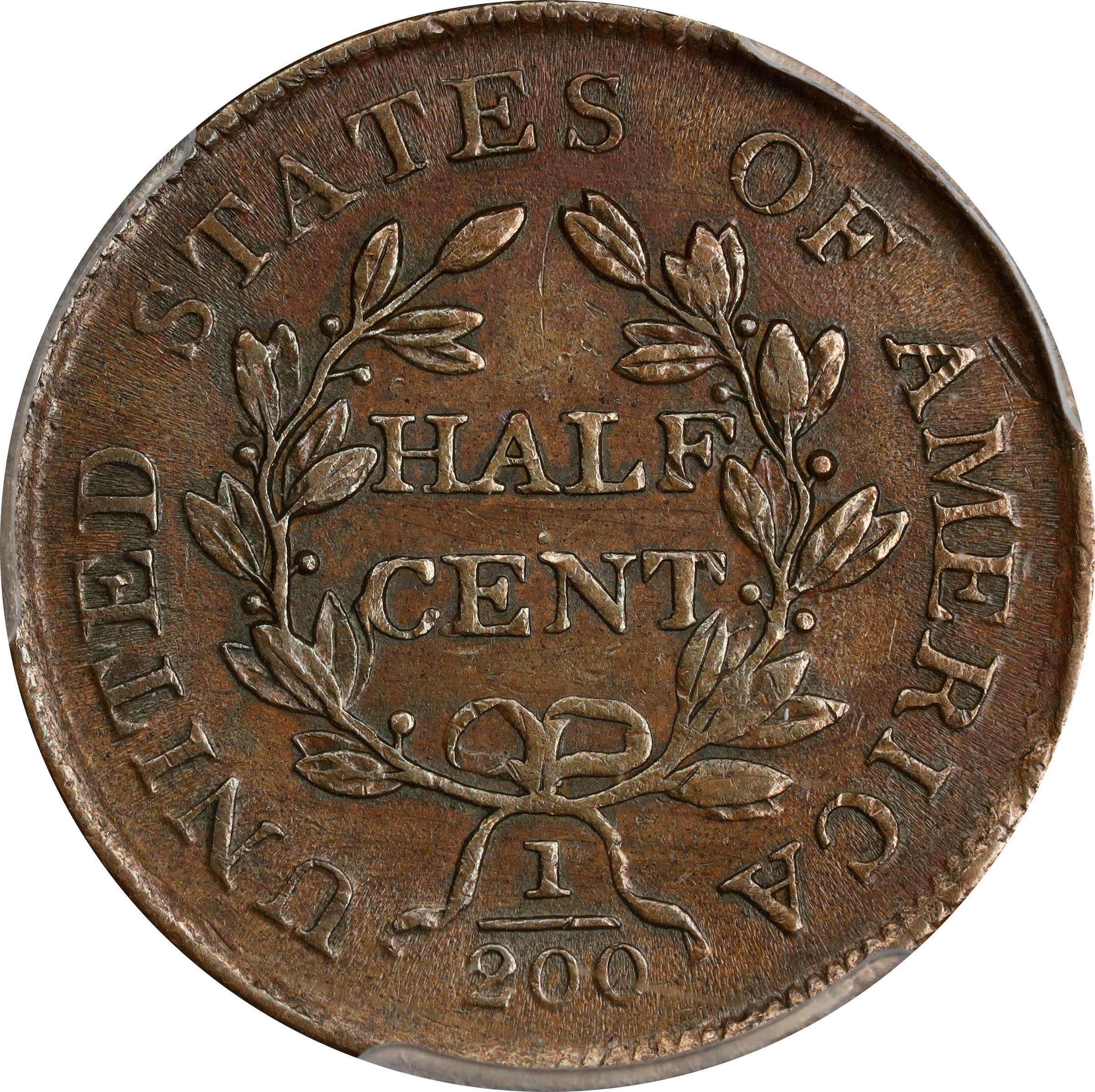 1805 1/2c Small 5, No Stems MS BN AU55 BN thumbnail 2