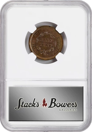 image for: 1857 Braided Hair Half Cent. C-1. Rarity-2. MS-63 BN (NGC). CAC.