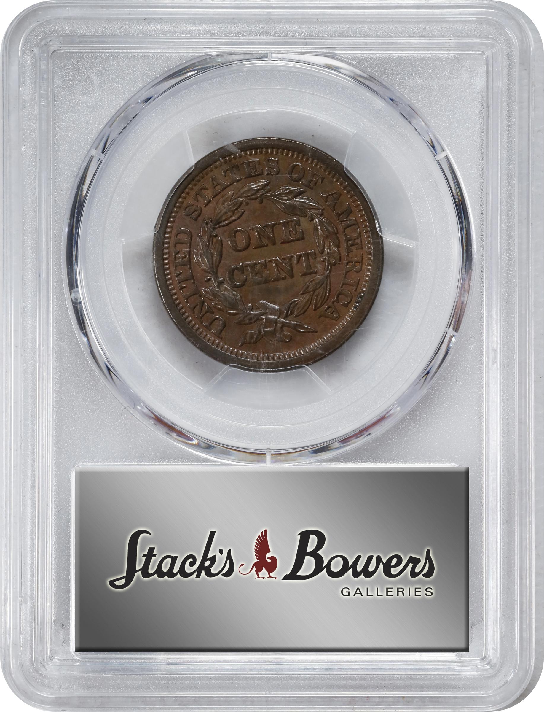 image for: 1848 Braided Hair Cent. N-1. Rarity-1. AU-58 (PCGS). CAC.