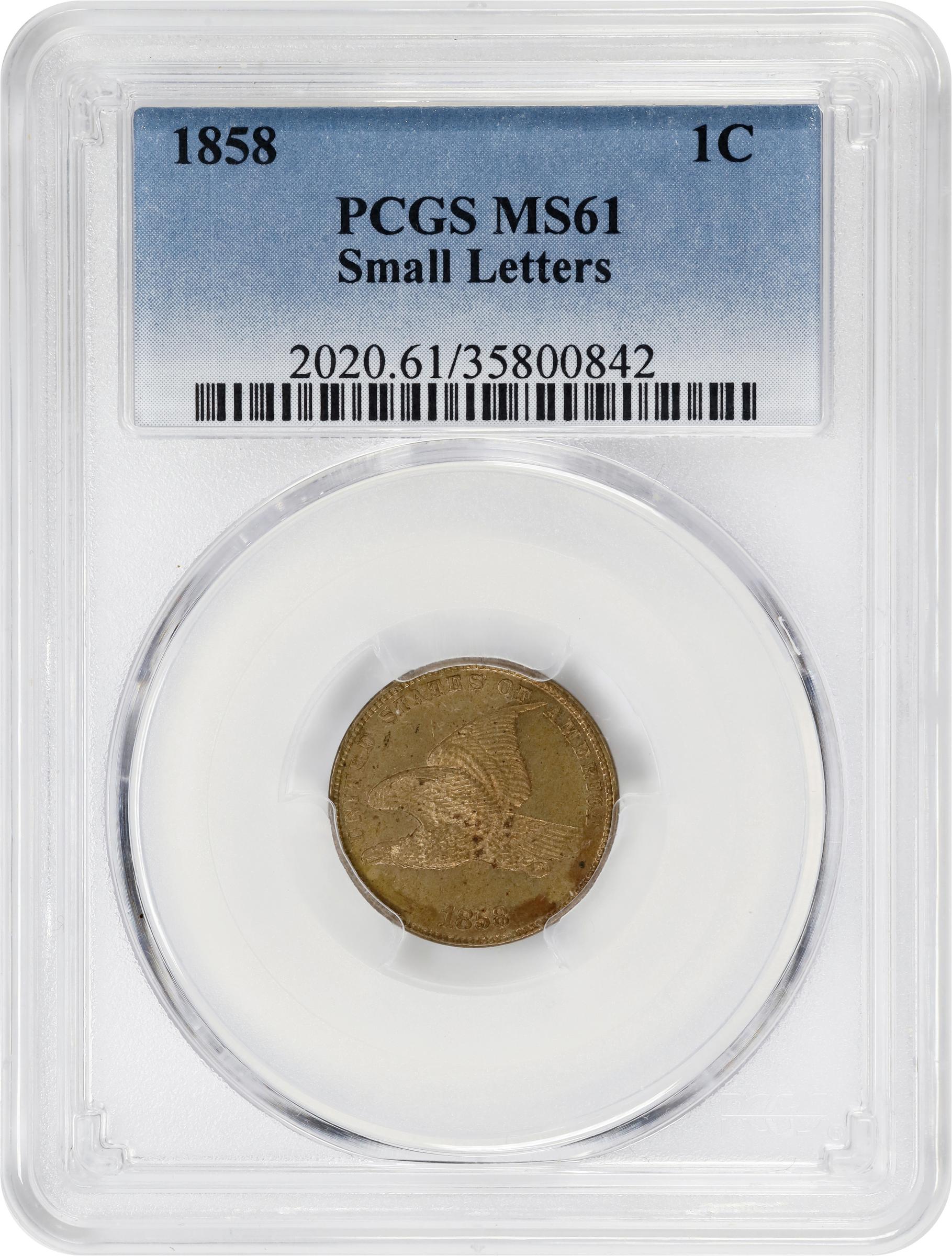 1858 1c Small Letters MS61 thumbnail 3
