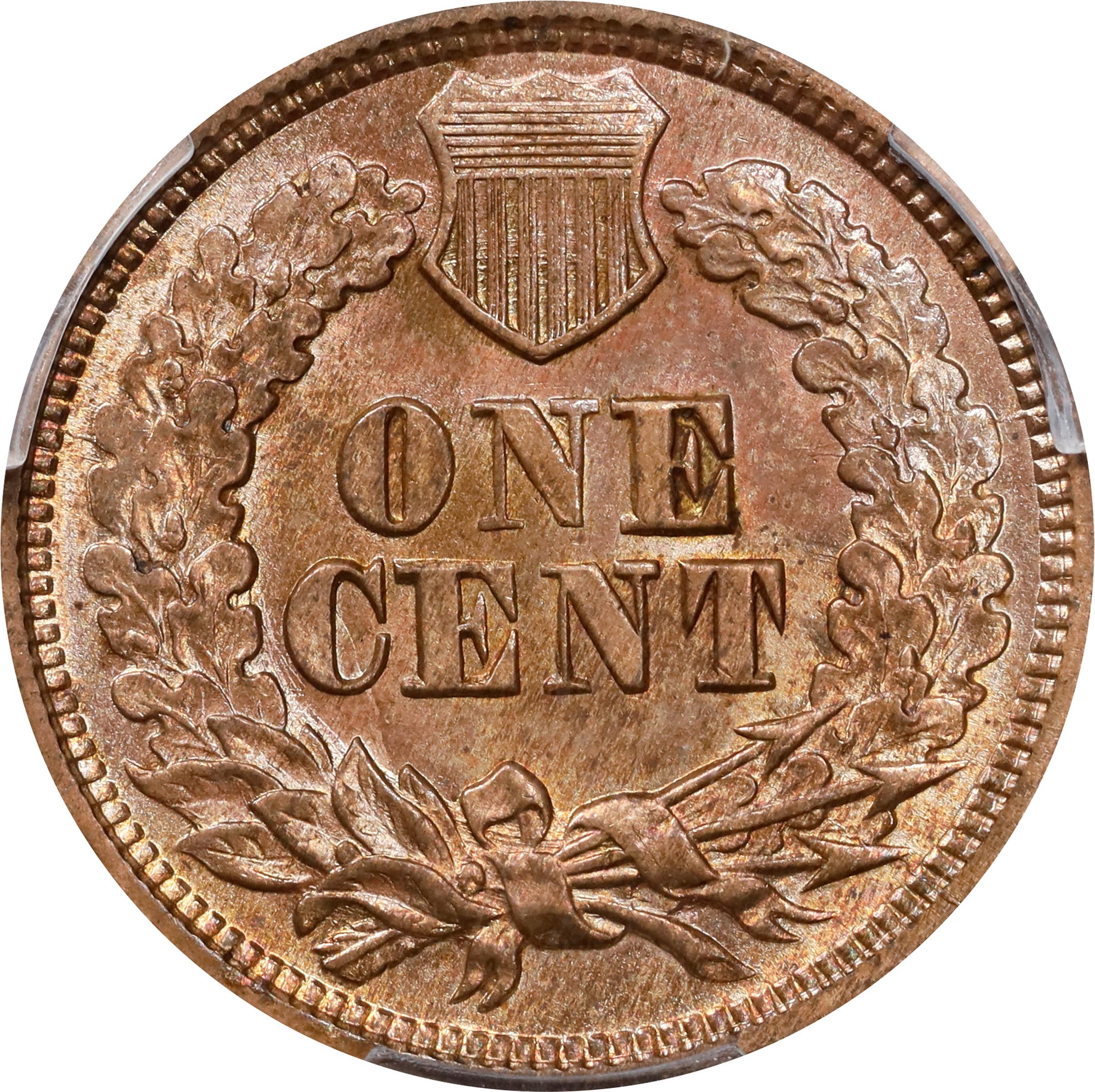 image for: 1867 Indian Cent. Snow-2, FS-303. Repunched Date. Unc Details--Questionable Color (PCGS).