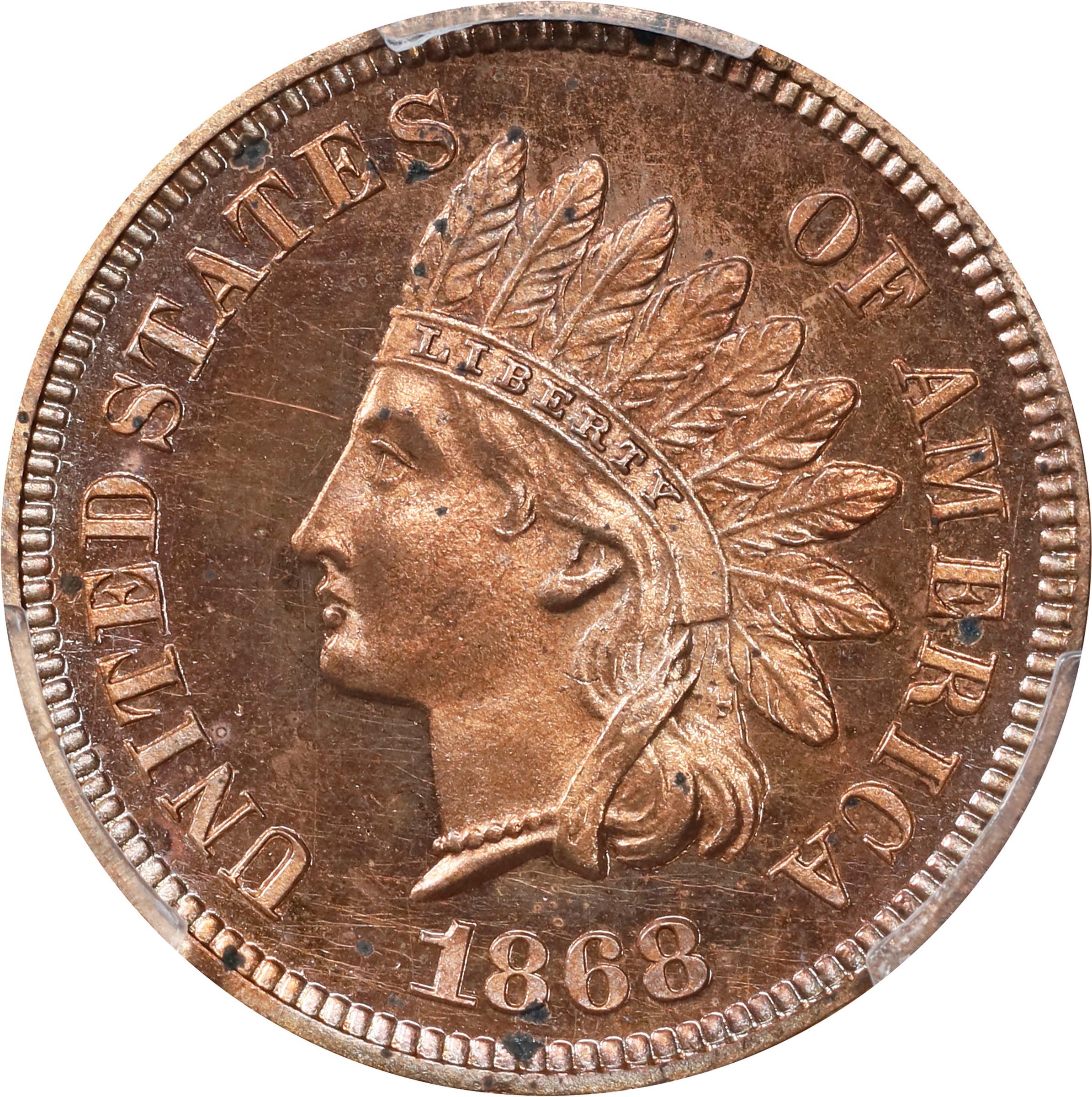 image for: 1868 Indian Cent. Proof. Unc Details--Tooled (PCGS).