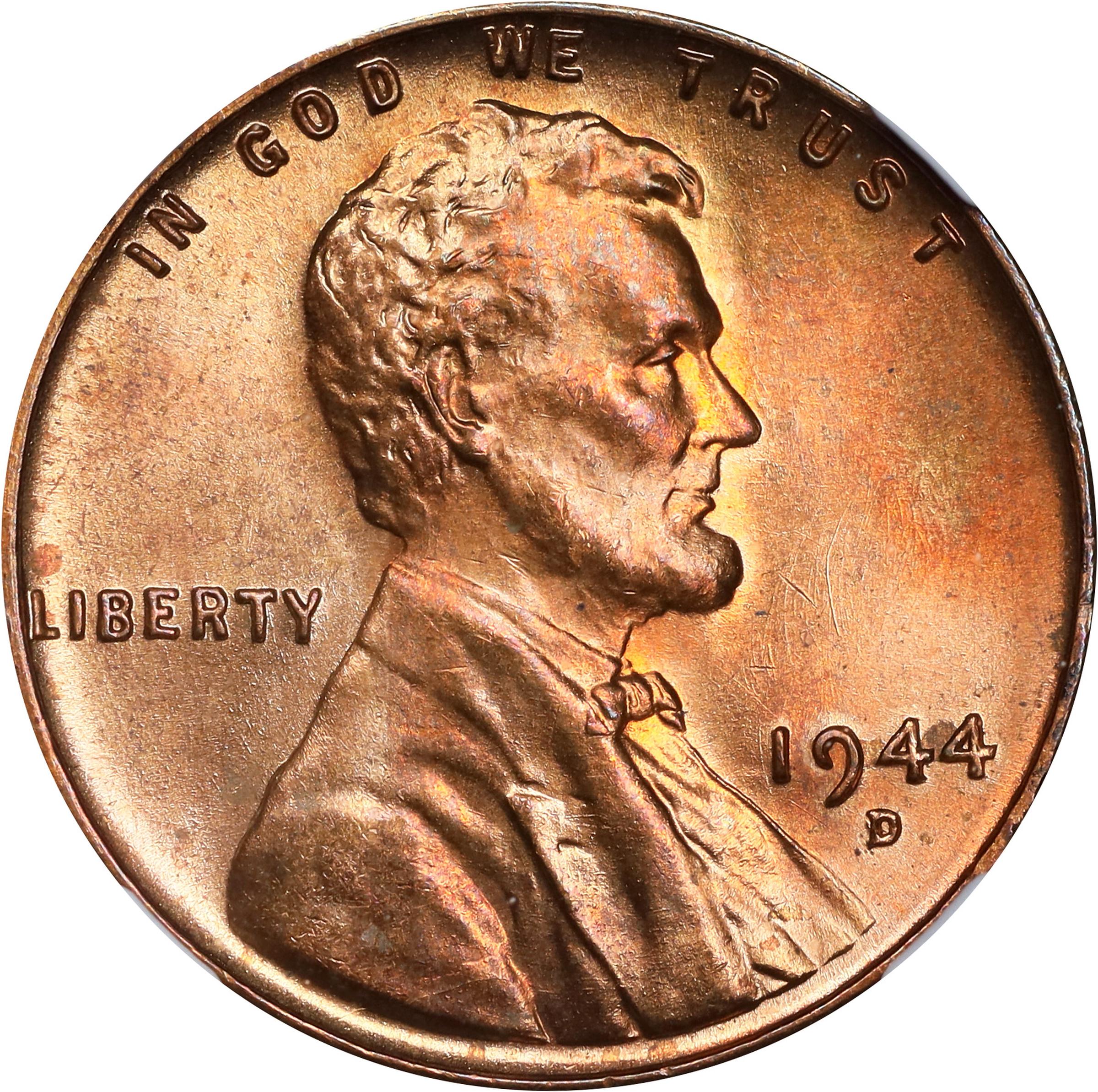 image for: 1944-D/S Lincoln Cent. FS-512. MS-66 RD (NGC).
