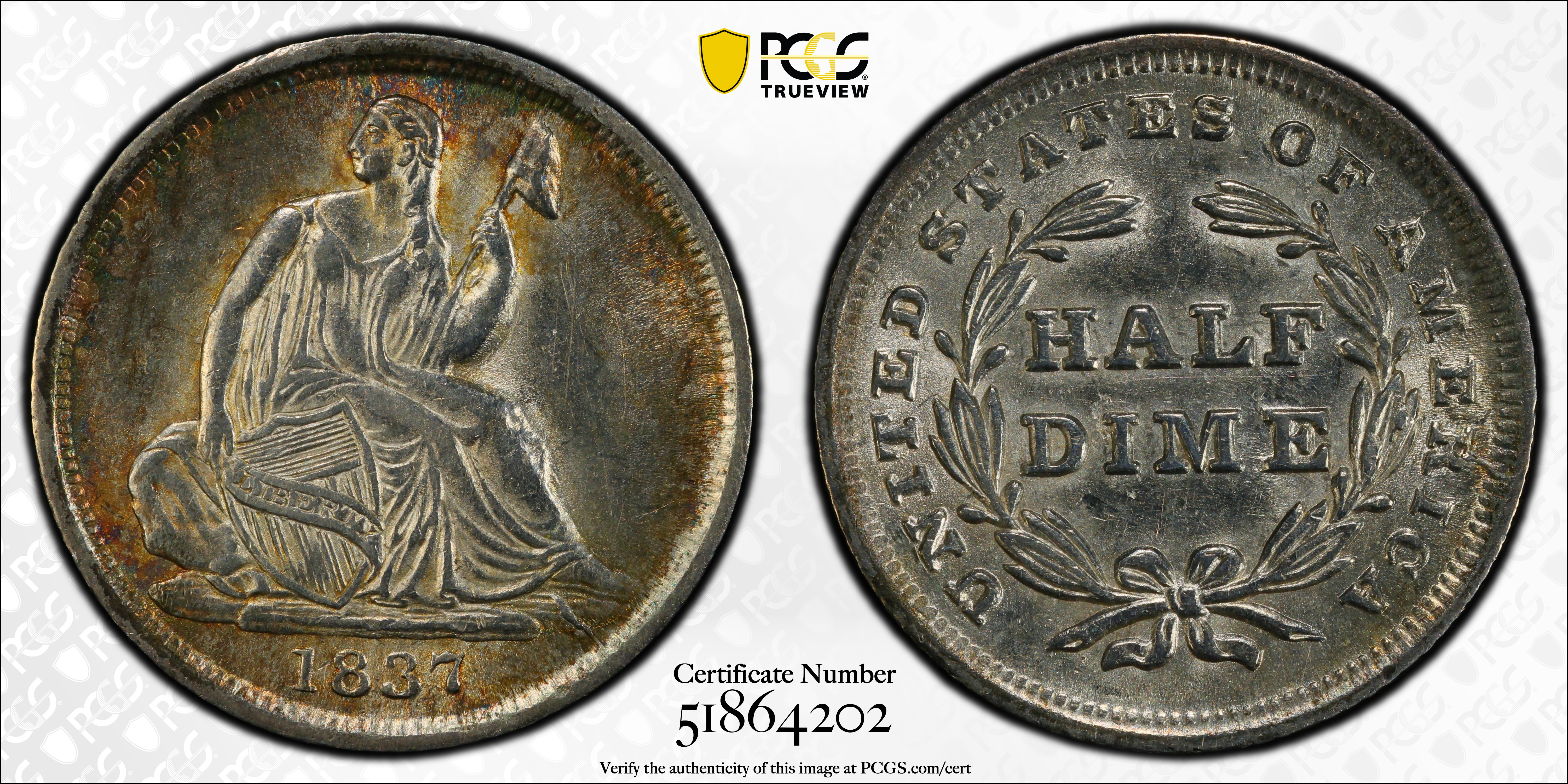 1837 No Stars Half Dime Small Date MS Values | Greysheet