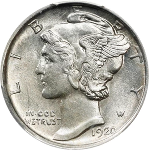 image for: 1920-S Mercury Dime. AU-58 (PCGS).