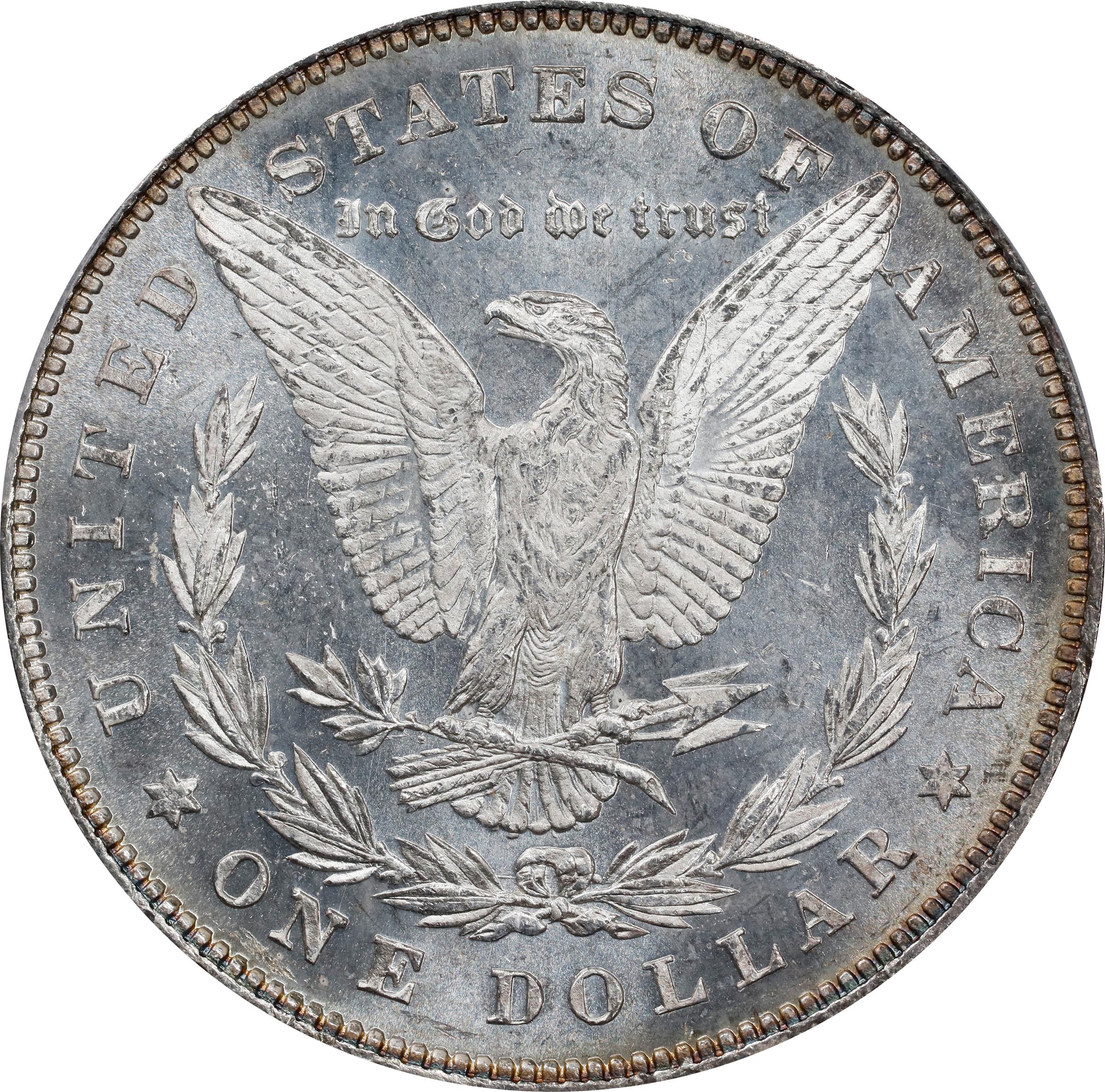 image for: 1878 Morgan Silver Dollar. 7/8 Tailfeathers. Weak. MS-63 PL (PCGS).