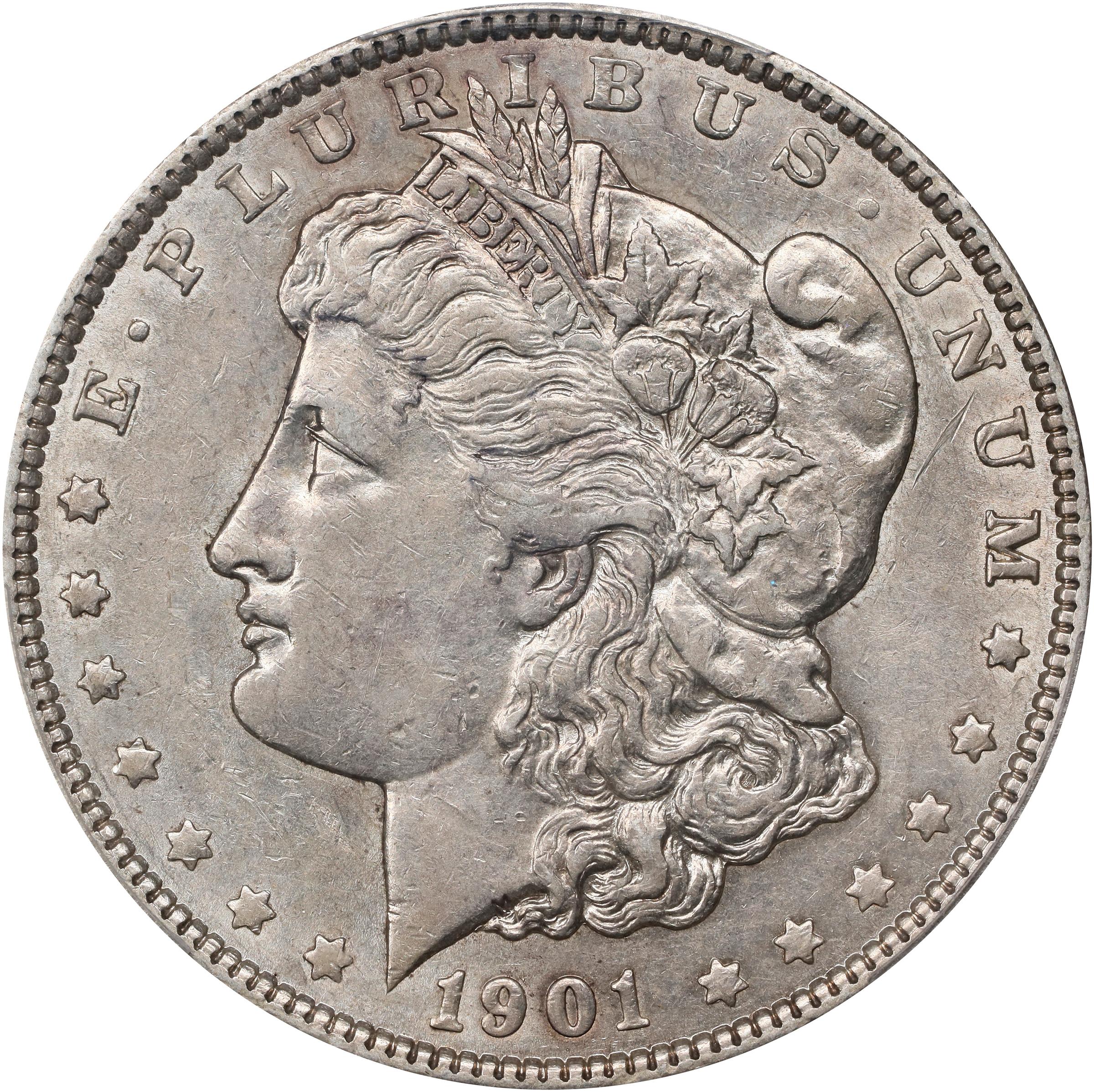 image for: 1901 Morgan Silver Dollar. VAM-16. Hot 50 Variety. Doubled Die Obverse. AU-50 (PCGS).