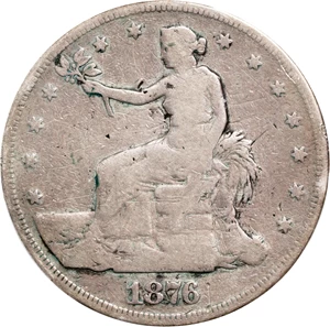 image for: 1876-CC Trade Dollar. Type I/I. FS-801. Tall CC. Doubled Die Reverse. Good Details--Damage (PCGS).