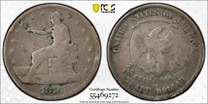 image for: 1876-CC Trade Dollar. Type I/I. FS-801. Tall CC. Doubled Die Reverse. Good Details--Damage (PCGS).