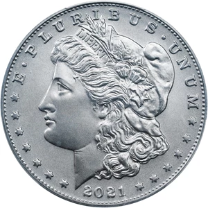 image for: 2021 Silver Dollar Anniversary Coin. Morgan. O Privy Mark. Advance Release. MS-70 (PCGS).