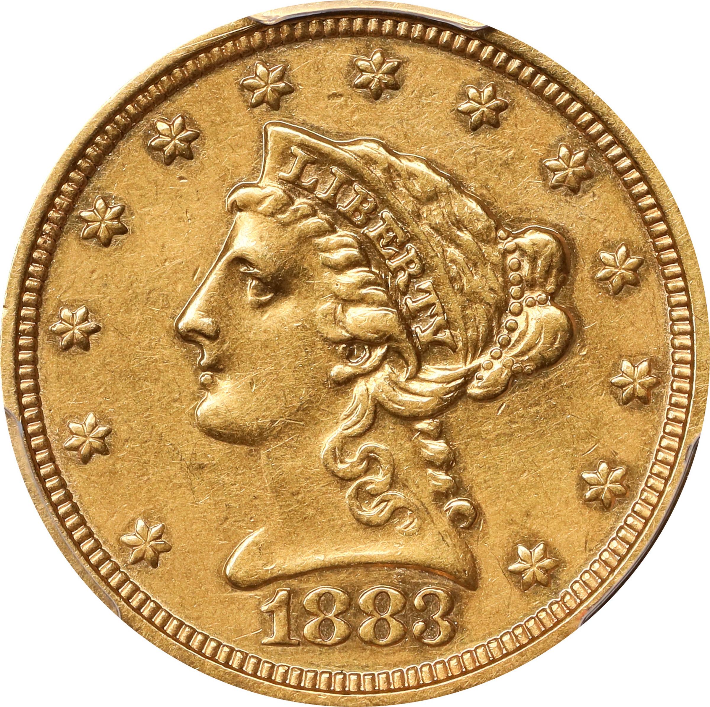 image for: 1883 Liberty Head Quarter Eagle. AU Details--Harshly Cleaned (PCGS).