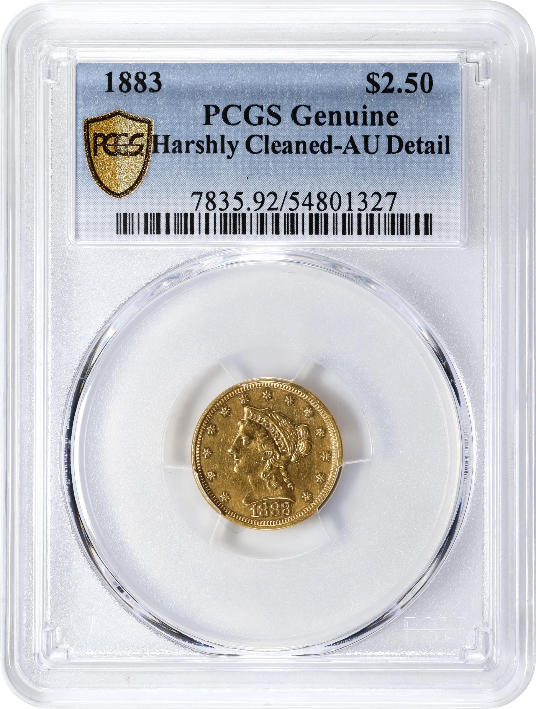 image for: 1883 Liberty Head Quarter Eagle. AU Details--Harshly Cleaned (PCGS).