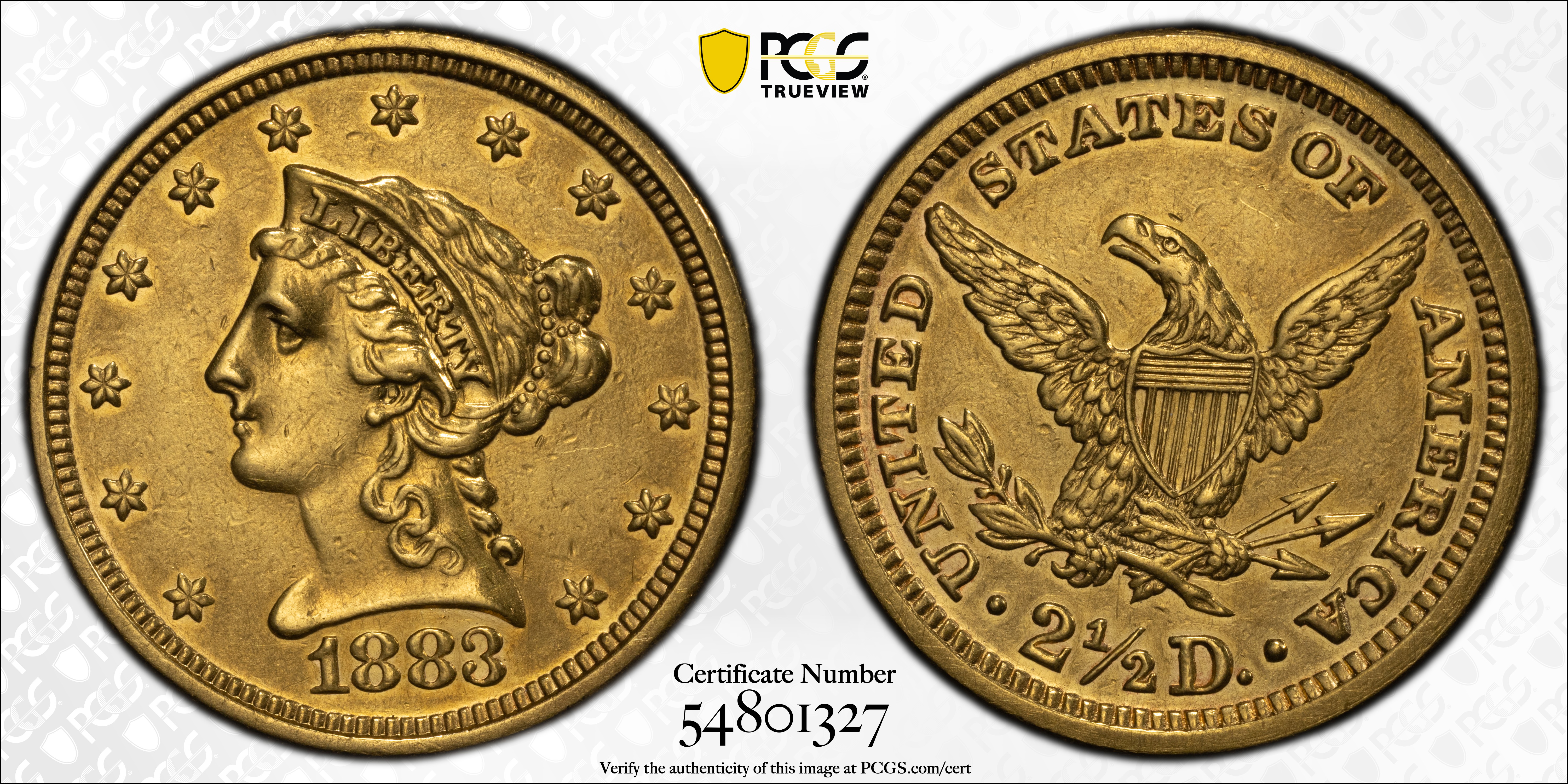 image for: 1883 Liberty Head Quarter Eagle. AU Details--Harshly Cleaned (PCGS).