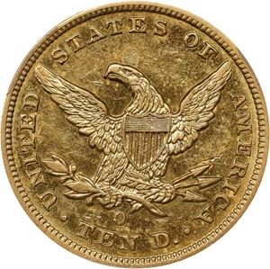 image for: 1858-O Liberty Head Eagle. Winter-1. AU Details--Harshly Cleaned (PCGS).
