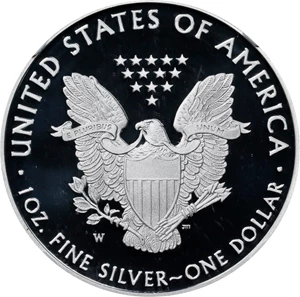 image for: 2020-W Silver Eagle. 75th Anniversary of the End of World War II V75 Privy Mark. Proof-70 Deep Cameo (NGC).
