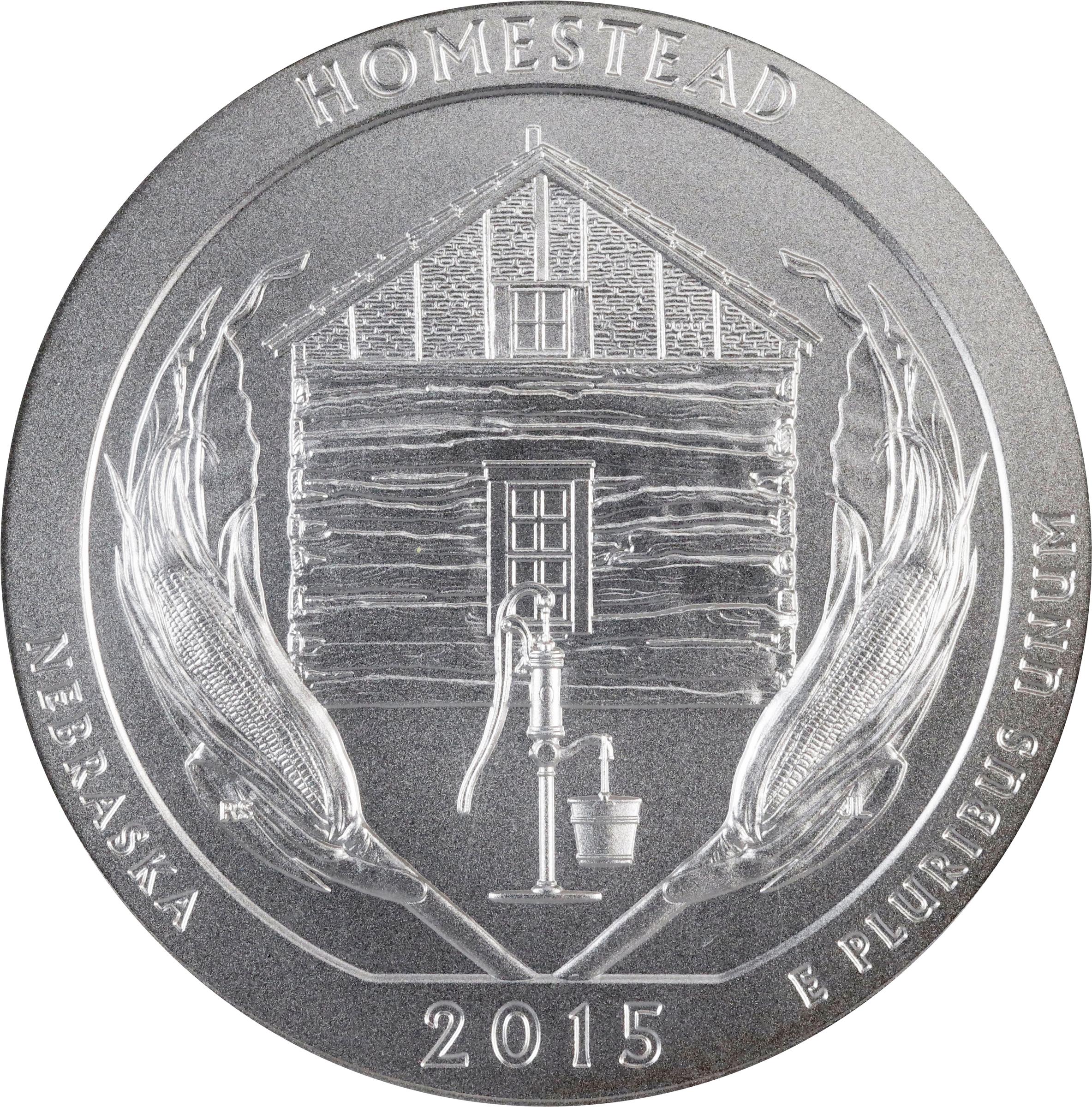 image for: 2015-P America the Beautiful Silver Bullion Coin. Homestead National Monument of America. First Strike. Specimen-70 (PCGS). 12th Chief Mint Engraver John M. Mercanti Signature.