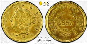 image for: 1853-D Round 50 Cents. BG-421. Rarity-4. Liberty Head. MS-61 (PCGS).