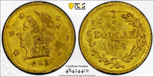 image for: 1868 Round 25 Cents. BG-806. Rarity-3. Liberty Head. MS-63 (PCGS).
