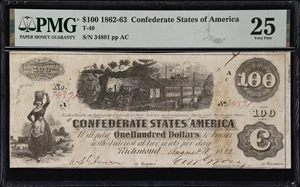 image for: T-40. Confederate Currency. 1862 $100. PMG Very Fine 25. Trans-Mississippi Issue. Penned Military Endorsement (Major Thomas J. Scurry).