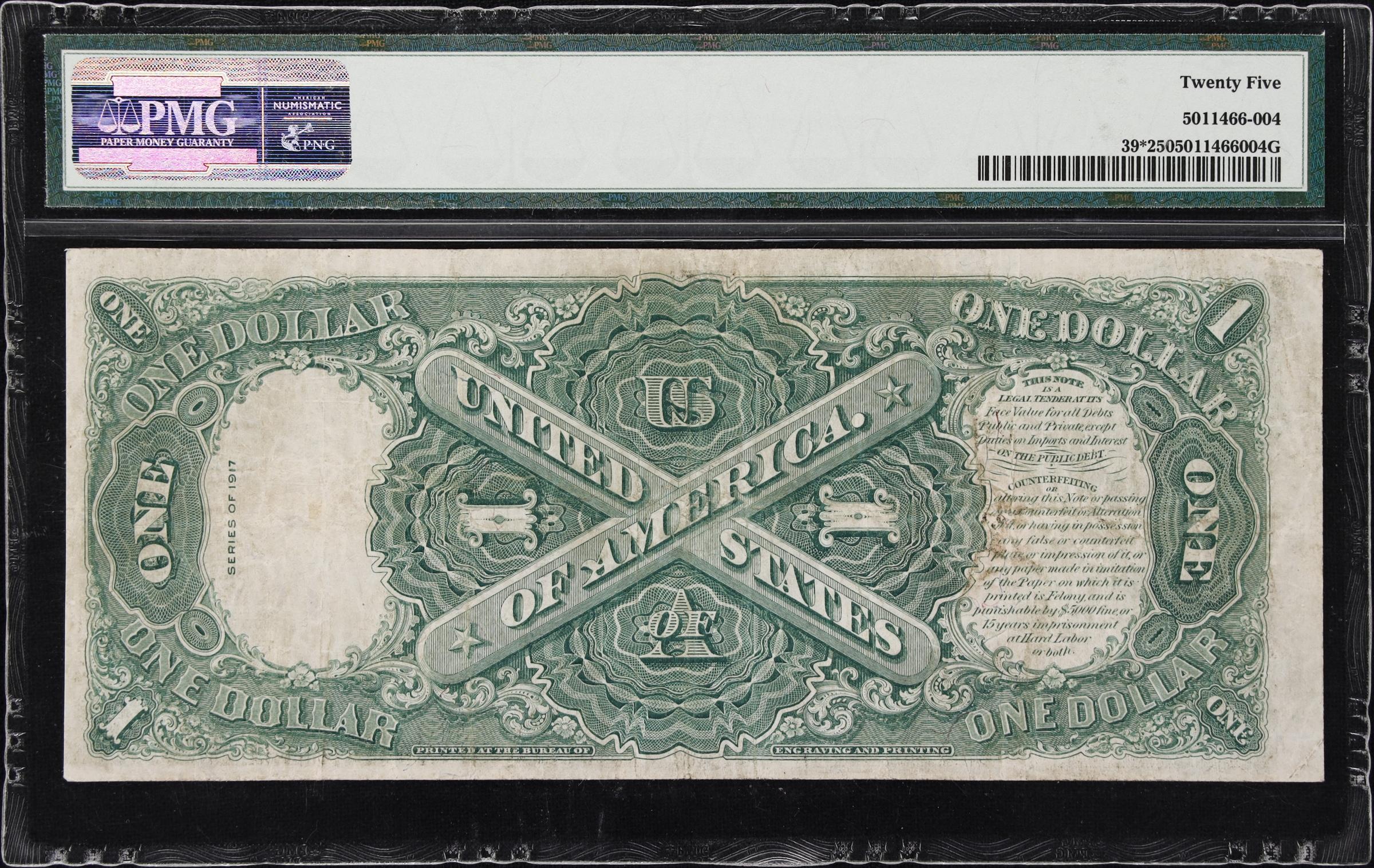 image for: Fr. 39*. 1917 $1 Legal Tender Star Note. PMG Very Fine 25.