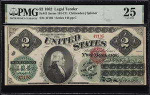 image for: Fr. 41. 1862 $2 Legal Tender Note. PMG Very Fine 25.
