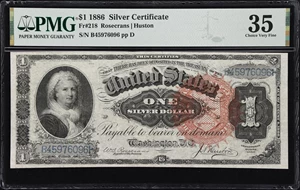 image for: Fr. 218. 1886 $1 Silver Certificate. PMG Choice Very Fine 35.