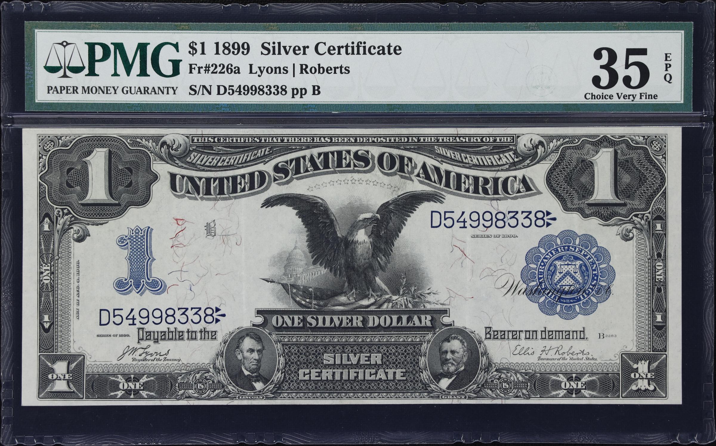 image for: Fr. 226a. 1899 $1 Silver Certificate. PMG Choice Very Fine 35 EPQ.