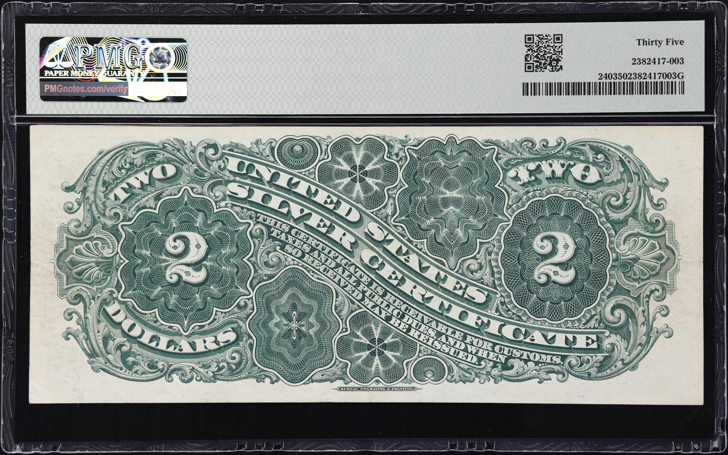 image for: Fr. 240. 1886 $2 Silver Certificate. PMG Choice Very Fine 35.