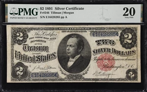 image for: Fr. 246. 1891 $2 Silver Certificate. PMG Very Fine 20.