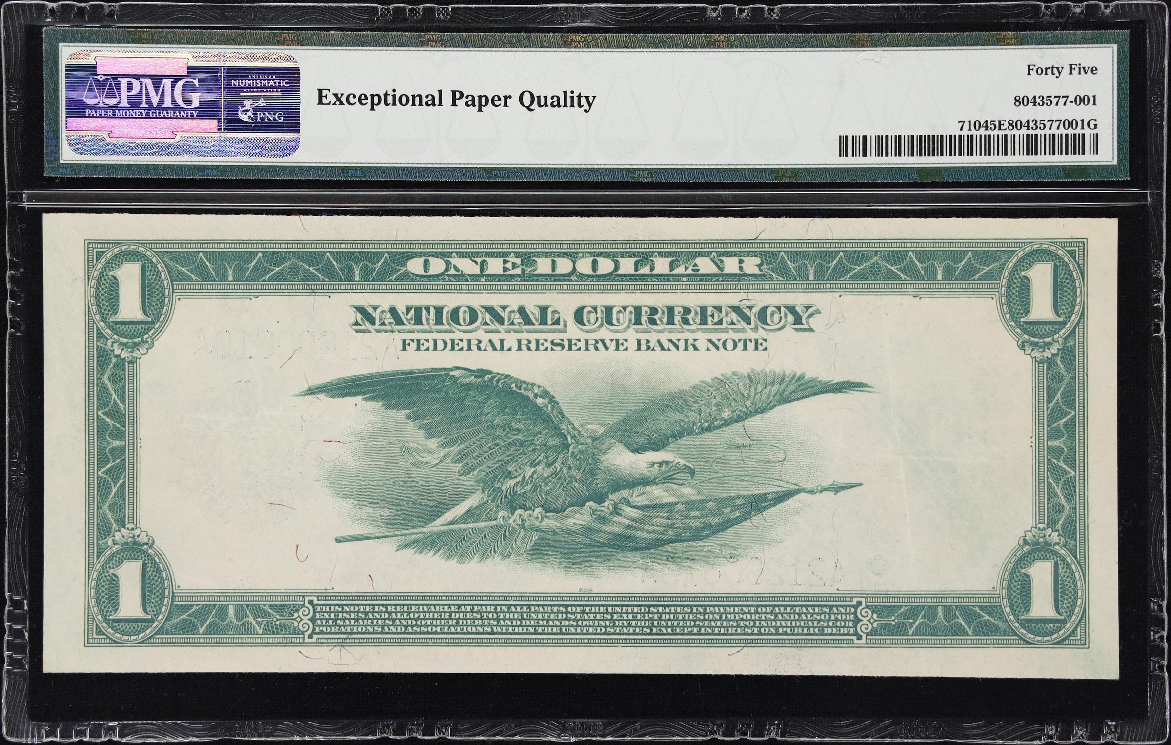 image for: Fr. 710. 1918 $1 Federal Reserve Bank Note. Boston. PMG Choice Extremely Fine 45 EPQ.