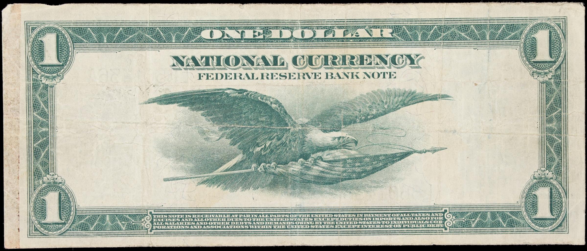 image for: Fr. 743. 1918 $1 Federal Reserve Bank Note. San Francisco. Choice Fine.