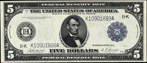 image for: Fr. 886. 1914 $5 Federal Reserve Note. Dallas. Very Fine.