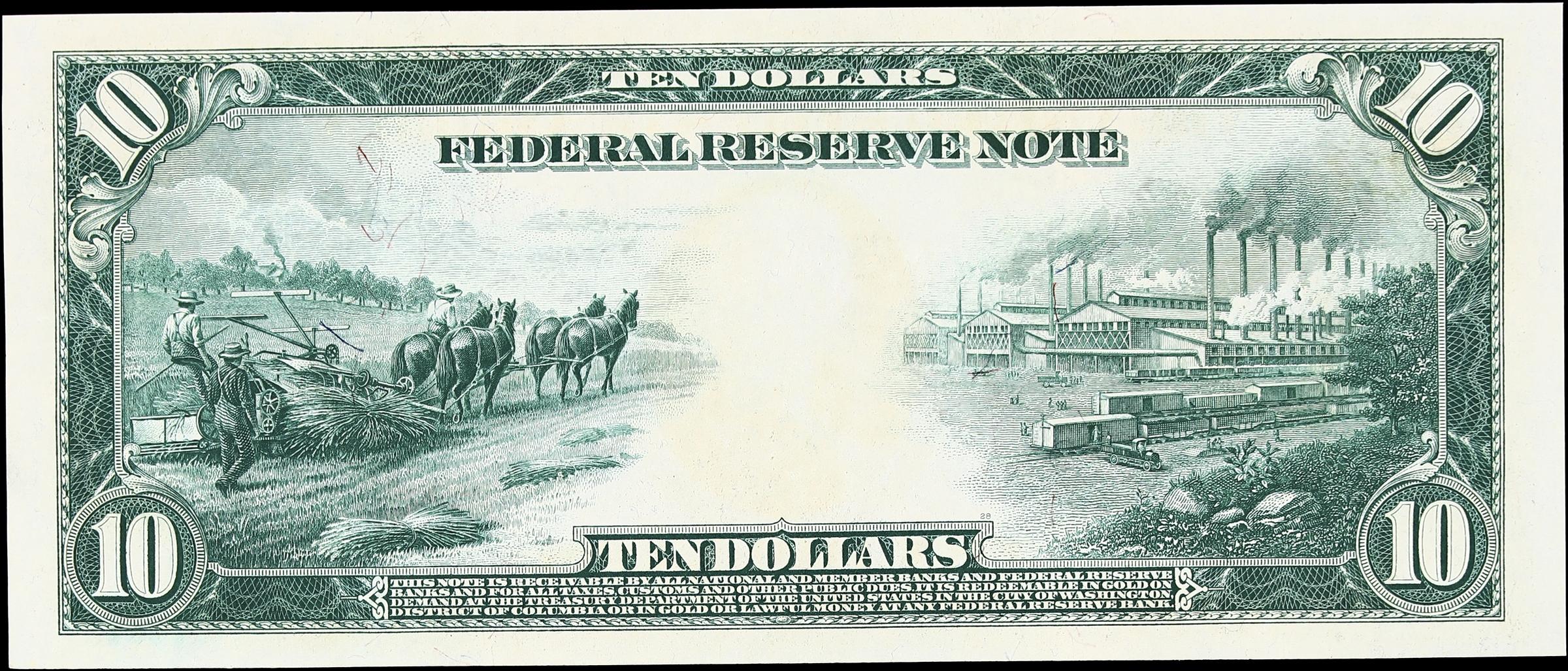 image for: Fr. 944. 1914 $10 Federal Reserve Note. Dallas. Very Fine to Extremely Fine.