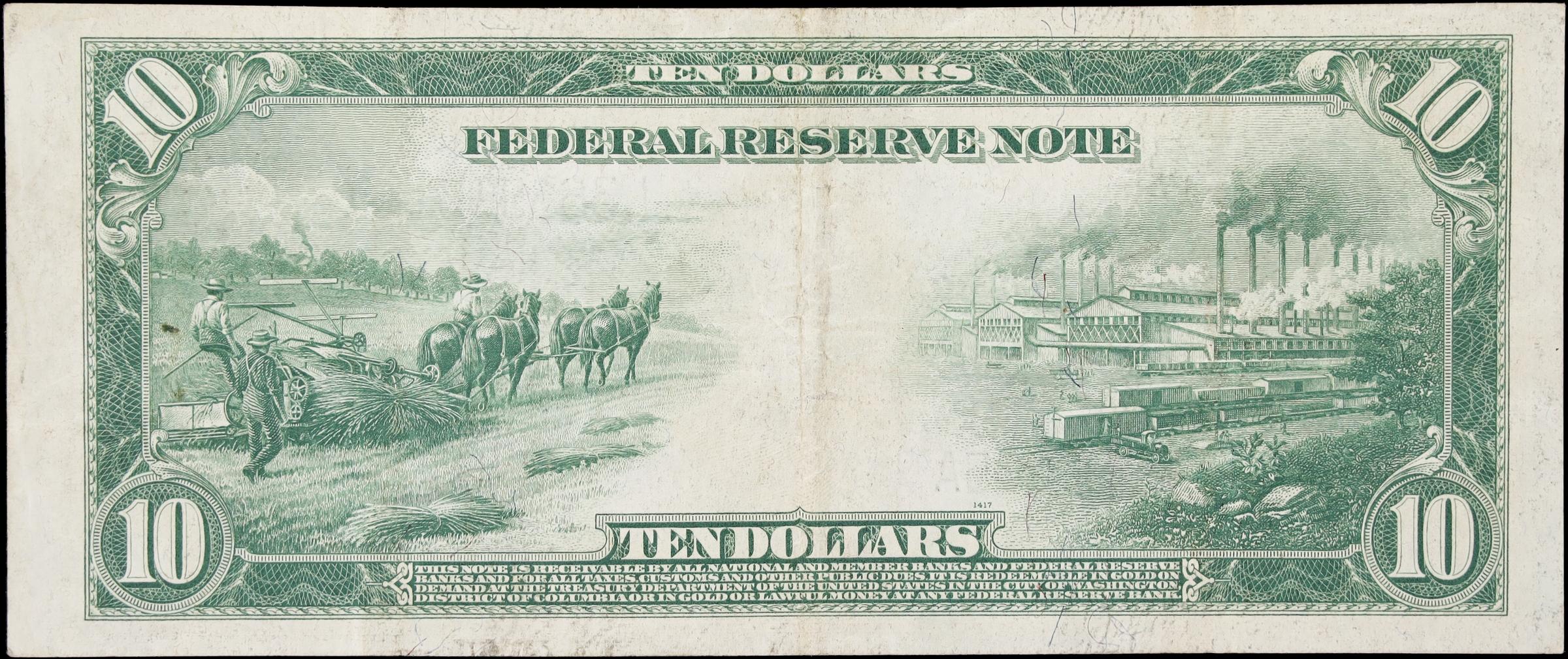 image for: Fr. 951a. 1914 $10 Federal Reserve Note. San Francisco. Very Fine to Extremely Fine.